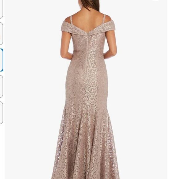 R & M Richards Champagne lace Fishtail gown size 20W - Picture 5 of 9